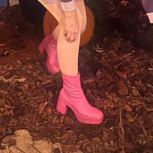 💓Pink Square Toe Booties💓 fashion nova.